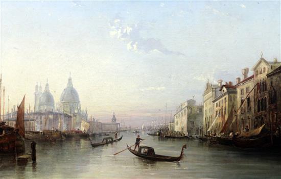 Attributed to Alfred Pollentine (1836-1890) Gondoliers on the Grand Canal, Venice 19.5 x 29.5in.
